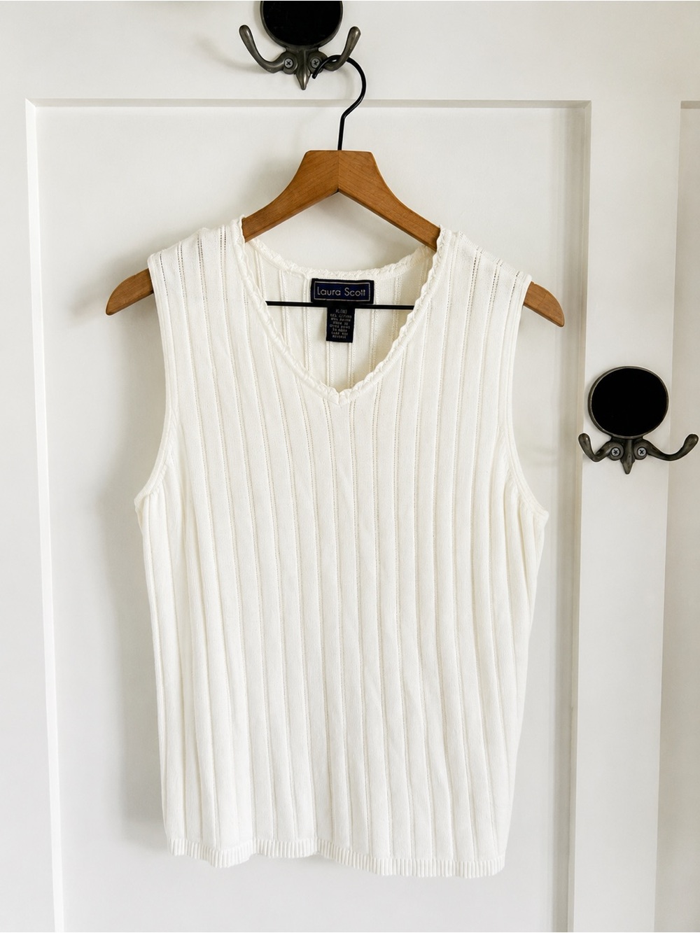 VTG Ribbed Cotton Blend Sweater Tank | Ivory Knit Shell